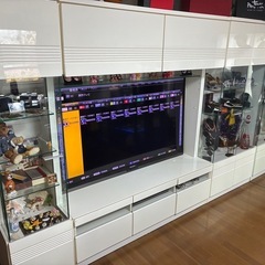 60型テレビおまけ・ライトアップ照明付、壁面収納テレビボード、テレビ台の画像