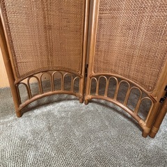 藤　ラタン3連衝立　レトロ　昭和の画像