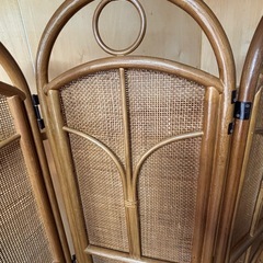 藤　ラタン3連衝立　レトロ　昭和の画像