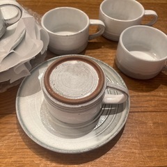陶器製 コーヒーカップ＆ソーサー セットの画像