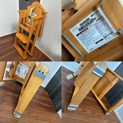 アンパンマン 木製ベビーチェアハイチェア ピノチオ 組立て不要折畳み式の画像