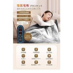 電気毛布 掛け敷き兼用 【3段階調温 LEDディスプレイ表示】 電気ブランケットの画像