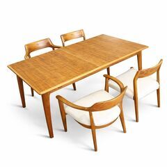 伊勢崎店【現状品】ji12-47 EDDA 伸長式 2ダイニングテーブル イス4脚 セット エッダ　の画像