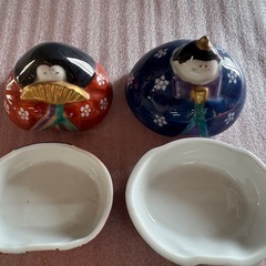 陶器製 ひな人形 置物セット（お内裏様・お雛様）箱無しの画像