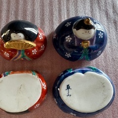 陶器製 ひな人形 置物セット（お内裏様・お雛様）箱無しの画像