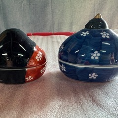 陶器製 ひな人形 置物セット（お内裏様・お雛様）箱無しの画像