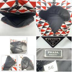 PRADA プラダ on Ice オンアイス トライアングル 2WAY ハンドバッグ ショルダーバッグ ボストンバッグ A4収納可 テスートナイロン 三角ロゴプレート  白タグ Re-Nylonの画像