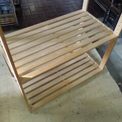 ワードローブ 幅83cm 高さ182cm ハンガーラック 木製 棚2段 収納 洋服 ナチュラル 札幌市 東区 新道東店の画像