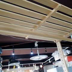 ワードローブ 幅83cm 高さ182cm ハンガーラック 木製 棚2段 収納 洋服 ナチュラル 札幌市 東区 新道東店の画像