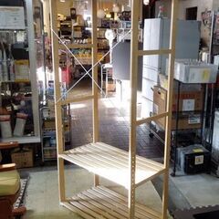 ワードローブ 幅83cm 高さ182cm ハンガーラック 木製 棚2段 収納 洋服 ナチュラル 札幌市 東区 新道東店の画像