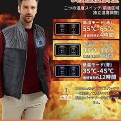男女兼用電熱ベスト XL 8枚ヒーター 3段階温度調整の画像