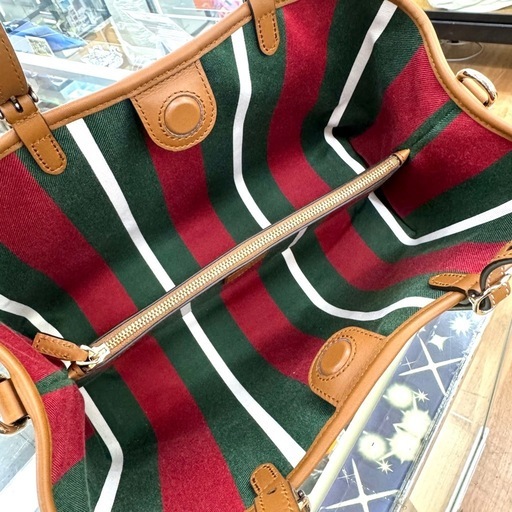 ☆ドリーム荒牧店☆GUCCI グッチ スモールトートバッグ GGスプリーム ベージュ×ダークブラウン 493075