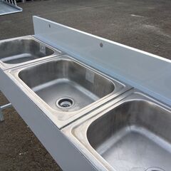 中古　現状　3槽　シンク　流し台　現場　排水　給水の画像