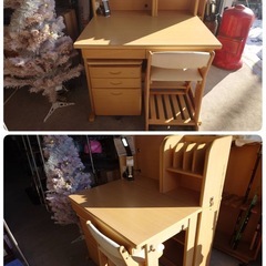 ●ニトリ 組み合わせデスク デラックス 学習机 組み合わせ自由 組み換え ナチュラルカラー (※デスクライト別売) 中古 ①の画像