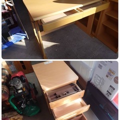 ●ニトリ 組み合わせデスク デラックス 学習机 組み合わせ自由 組み換え ナチュラルカラー (※デスクライト別売) 中古 ①の画像