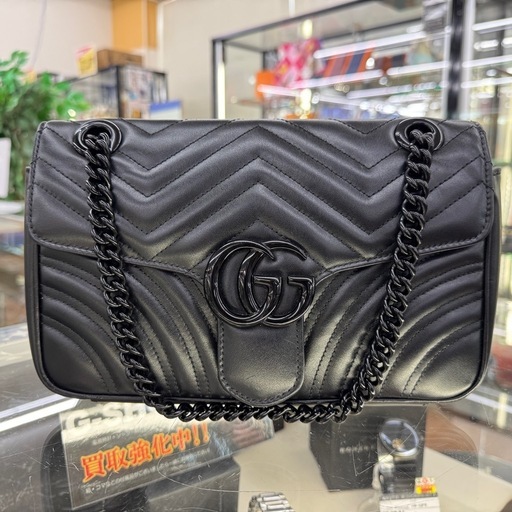 ☆ドリーム荒牧店☆GUCCIグッチ キルティングショルダーバッグ GGマーモント レザー ブラック 443497