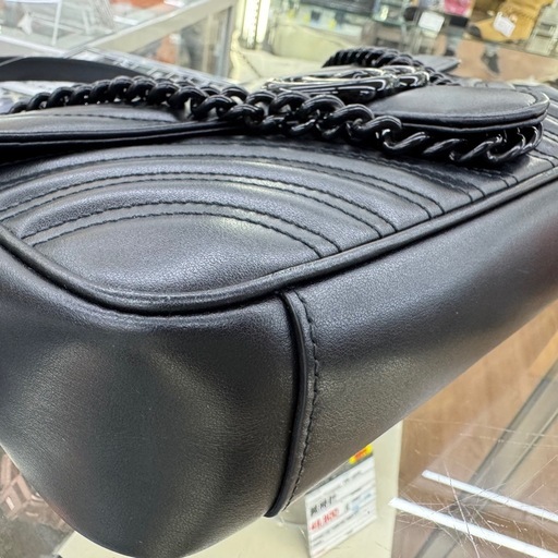 ☆ドリーム荒牧店☆GUCCIグッチ キルティングショルダーバッグ GGマーモント レザー ブラック 443497