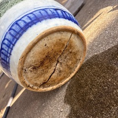 植木鉢　陶磁器　直径25cm 小道具　レトロ(底面割れあり)の画像