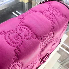 ☆ドリーム荒牧☆GUCCI　グッチ ミニ ショルダーバッグ レザー ピンク×シルバー金具 723777の画像