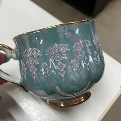 2512-623 ティーカップセット パールグリーン シェル 中古の画像