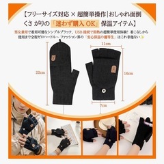 電熱グローブ 速暖 両面発熱 ヒーター スマホ対応 2way USB式 男女兼用 防寒 電熱手袋の画像