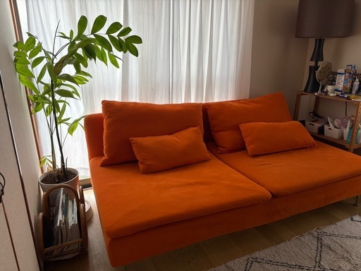 IKEA Soderhamn 購入 オレンジ IKEA三人掛けソファソーデルハムン