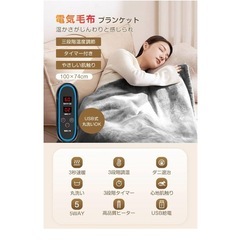 電気毛布 掛け敷き兼用 ひざ掛け 【LEDディスプレイ表示】 22800mAhの画像