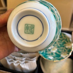 湯呑み茶碗☆茶托　グリーンの画像
