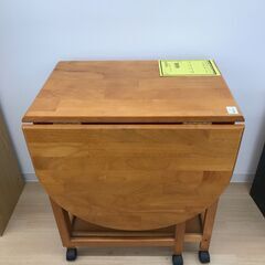 A-957【リユースのサカイ野々市店】ジモティ来店特価‼ バタフライキッチンワゴン 木製 ブラウン ※クリーニング済みの画像