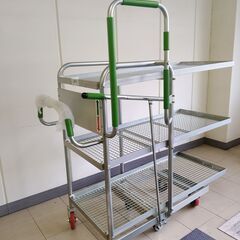 【業務用】ハンドブレーキ付 ピッキングカート 3段 / 物流・倉庫・工場用 サービスワゴン　管理番号YN333AZの画像