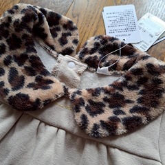 【新品未使用タグ付き】ベビー服 裏地ボアトップス チュニック ヒョウ柄襟の画像