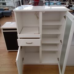 ★リユースのサカイつくば店★TK7807 NITORI レンジボード　コパン ホワイト H115×D40×W80 クリーニング済みの画像