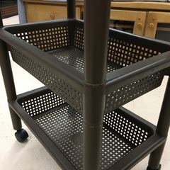 美原店　ウッドトップ３段ワゴン 木製天板 プラワゴン 白 引き出し WOOD TABLE WAGON  キャスター付きの画像