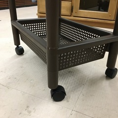 美原店　ウッドトップ３段ワゴン 木製天板 プラワゴン 白 引き出し WOOD TABLE WAGON  キャスター付きの画像