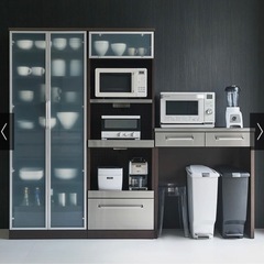 【ディノス】食器棚＆レンジボードセット　ダークブラウンの画像