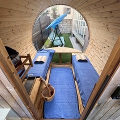 【引取限定】バレルサウナ　パノラマタイプ　約1年使用　200V Magmax 4tトラックの画像