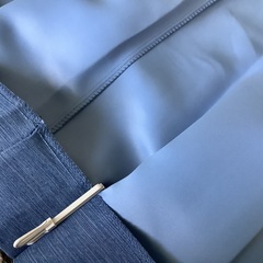 ニトリブルー ドレープカーテン　遮光　横約155×200①の画像