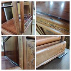 【愛品倶楽部柏店】唐木材 飾り棚 ※各所キズ・日焼け多めの画像