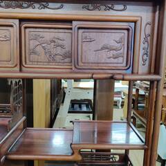 【愛品倶楽部柏店】唐木材 飾り棚 ※各所キズ・日焼け多めの画像