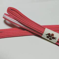 未使用 帯締め 冠 和装小物 正絹 和服 帯締 ピンク 桃色 桃色 白 着物 和装 ツートン バイカラー 小紋 色無地 紬 ホワイト の画像