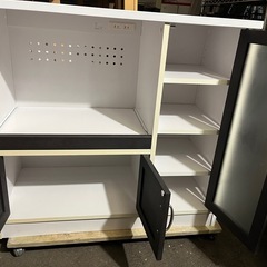 佐藤産業 ミドル レンジ台 カフェティラ 食器棚 レンジボード キッチンボード W 880 D395 H825 中古品 ④の画像