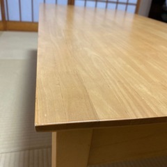 木製テーブル 幅120cm 天然木 ラバーウッド 小収納付き 
の画像