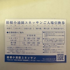 箱根小涌園ユネッサン 大人4枚 入場券の画像