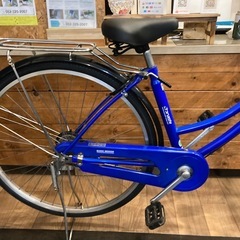 【SALE価格！防犯登録無料！前後タイヤ・後輪チューブ新品！】LEDオートライト　シングルギア　27インチ自転車　ブルーの画像
