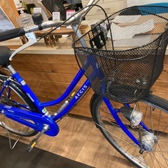 【SALE価格！防犯登録無料！前後タイヤ・後輪チューブ新品！】LEDオートライト　シングルギア　27インチ自転車　ブルーの画像