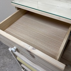 ドレッサー 完成品 組立不要 白 おしゃれ コンパクト 天然木 ドレッサーテーブル テーブル 収納 椅子付き 鏡台 化粧台 ホワイト ナチュラルの画像