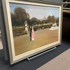 噴水のある公園　ホテル絵画　額付き　大型絵画の画像