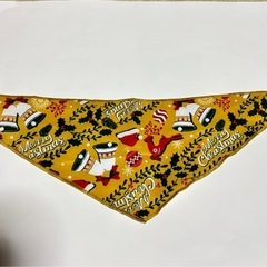 🐕わんちゃん用　Xmasデザインの三角形バンダナ　イエロー🐕の画像