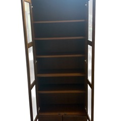 ガラス付き 木製本棚 キャビネットの画像