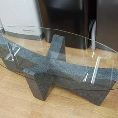 ハギワラデザインオフィス センターテーブル 幅130×奥55×高36cm TM-001 楕円 オーパル リビングテーブル ガラステーブル 札幌市 清田区 平岡の画像